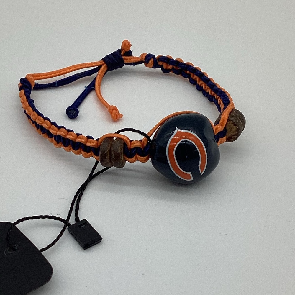 1295. Chicago Bears Bracelet Blue & Orange with Blue “C” Charm